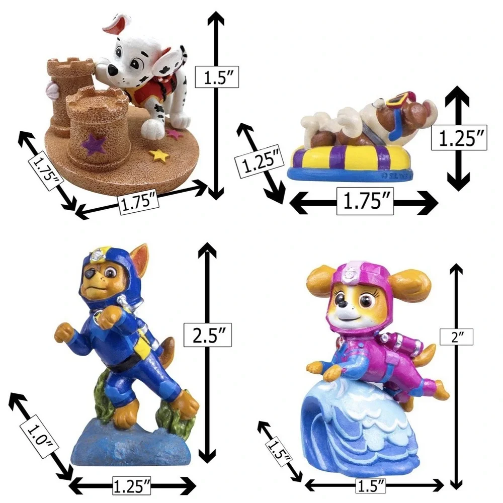 New Penn Plax Paw Patrol Mini Resin Aquarium Decoration Ornament Set Of 4